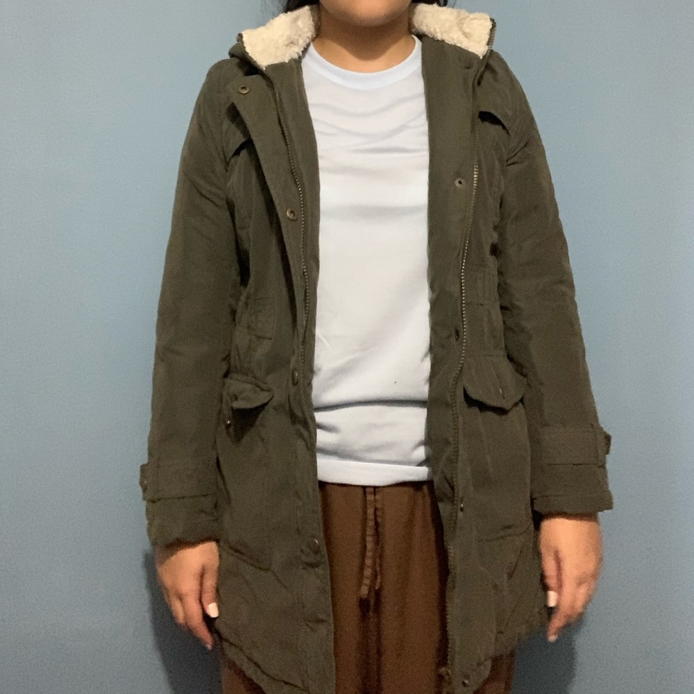 green long jacket